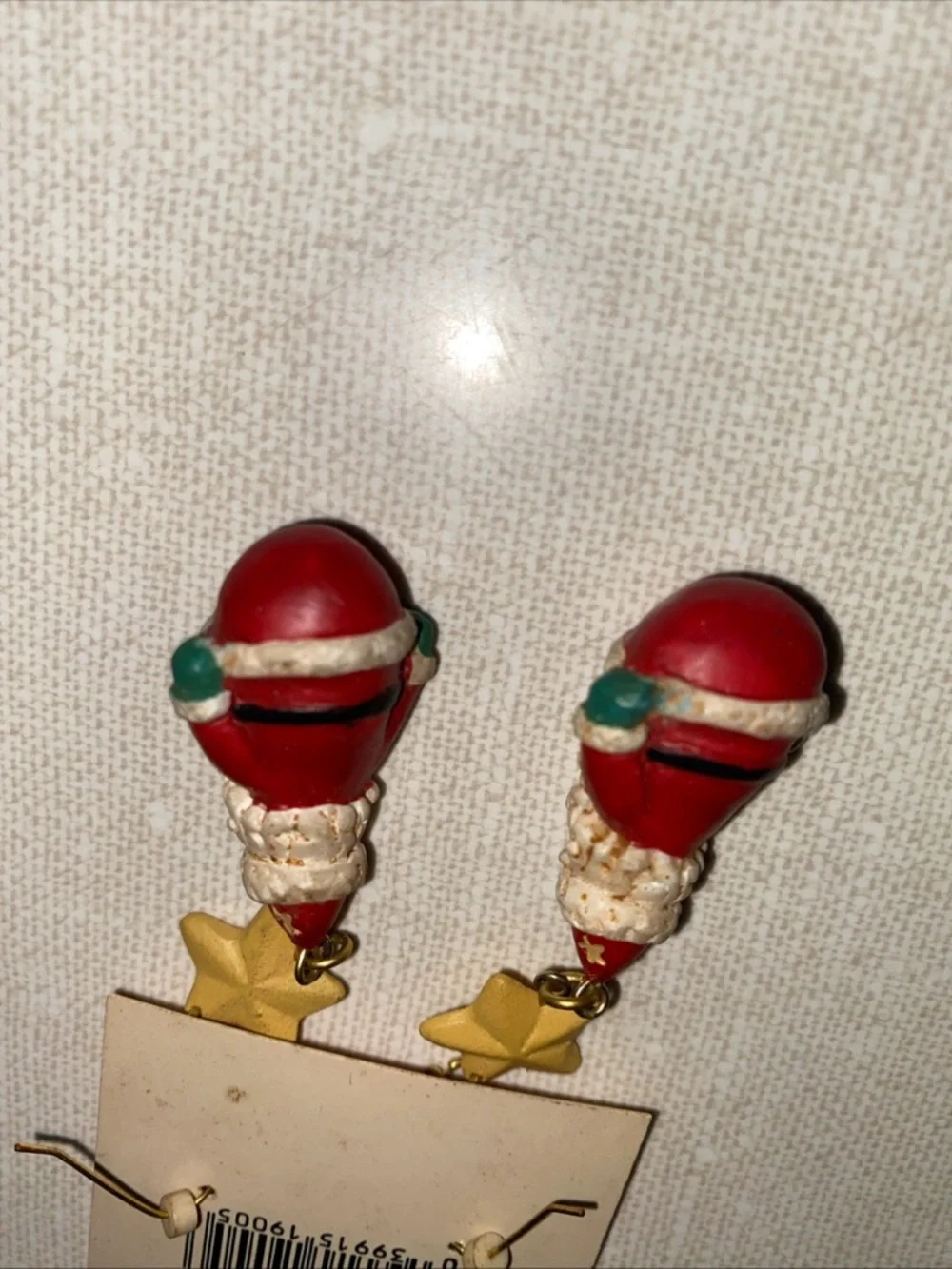 VTG Russ Kringle Cuties Dangle Earrings Surgical Steel Hooks Santa Claus